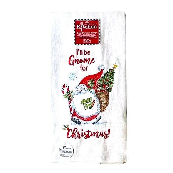 I’ll Be Gnome For Christmas Terry Kitchen Towels by Kay Dee Designs Set of 2 NWT - Picture 5 of 11